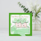 TWINS BABY SHOWER INVITATION GIRL OF BOY KAART (Staand voorkant)