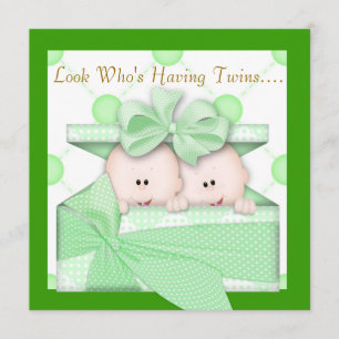 TWINS BABY SHOWER INVITATION GIRL OF BOY KAART