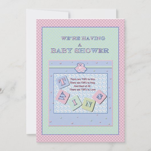 Twins Baby shower Invitation Kaart (Voorkant)