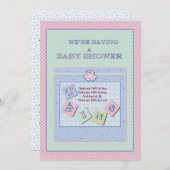Twins Baby shower Invitation Kaart (Voorkant / Achterkant)