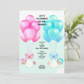 Twins Baby shower Invitation Kaart (Staand voorkant)