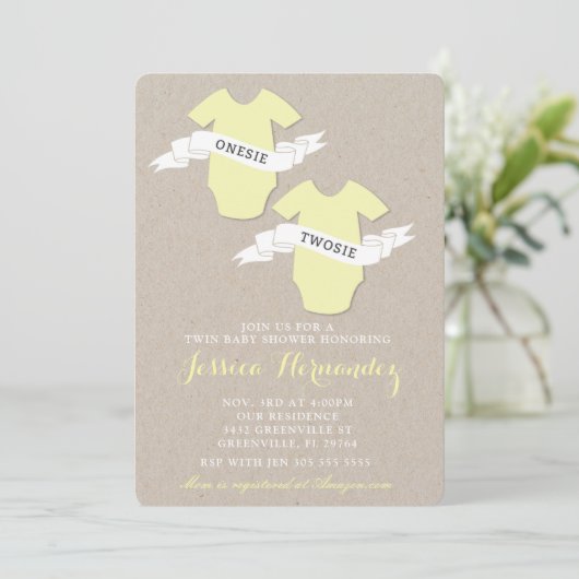 Twins Baby shower Invitation Kaart (Staand voorkant)