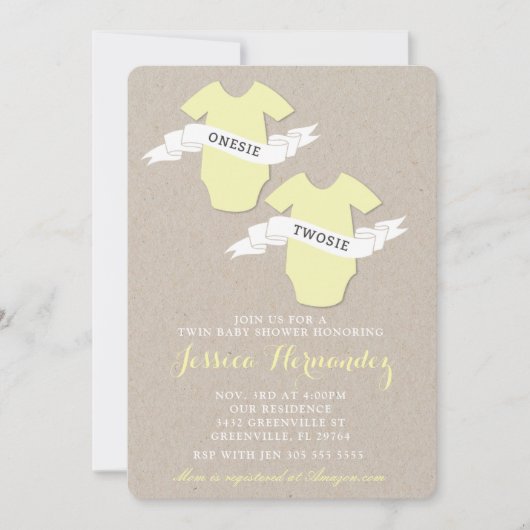 Twins Baby shower Invitation Kaart (Voorkant)
