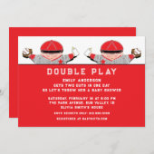 Twins Baby shower Invitation Kaart (Voorkant / Achterkant)