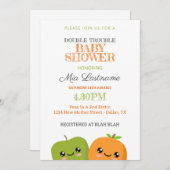 Twins Baby shower Invitation Kaart (Voorkant / Achterkant)