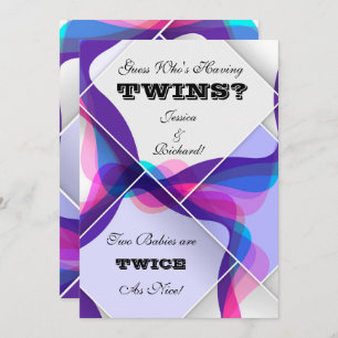 Twins Baby shower Invitation Kaart
