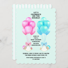 Twins Baby shower Invitation Kaart