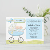 Twins Baby shower Invitation Kaart (Staand voorkant)