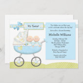 Twins Baby shower Invitation Kaart (Voorkant / Achterkant)