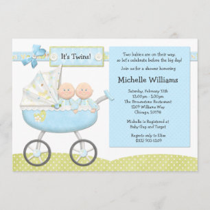 Twins Baby shower Invitation Kaart