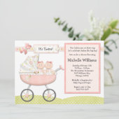 Twins Baby shower Invitation Kaart (Staand voorkant)