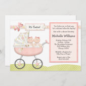Twins Baby shower Invitation Kaart (Voorkant / Achterkant)