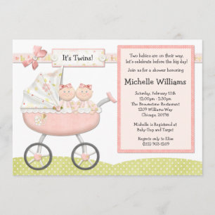 Twins Baby shower Invitation Kaart