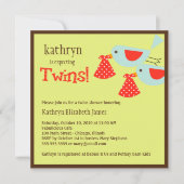 Twins Baby shower Invitation Kaart (Voorkant)