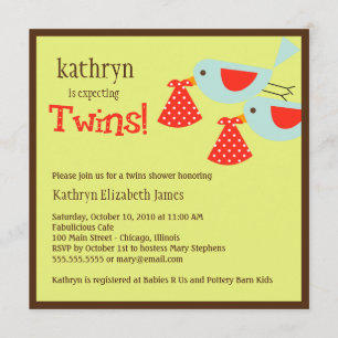 Twins Baby shower Invitation Kaart