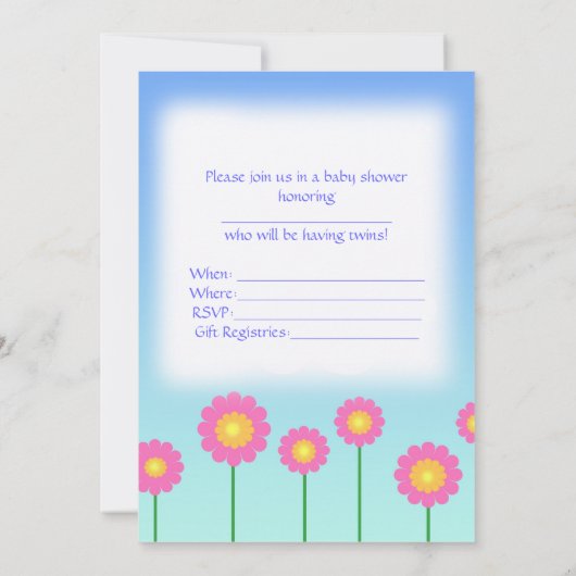 Twins Baby shower Invitation Kaart (Achterkant)