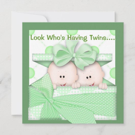 TWINS BABY SHOWER INVITATION NEUTRAL KAART (Voorkant)