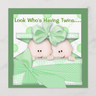 TWINS BABY SHOWER INVITATION NEUTRAL KAART