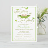 Twins Baby shower Invitation - Twee erwten in een Kaart (Staand voorkant)