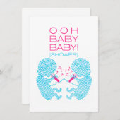 Twins Baby shower Invitation Twin Boys Kaart (Voorkant / Achterkant)