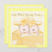 TWINS BABY SHOWER INVITATION YELLOW KAART (Voorkant / Achterkant)