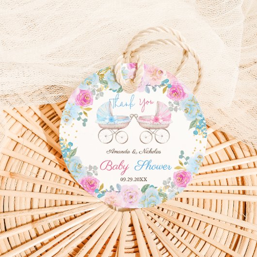 Twins Baby shower Jongen Meisje Dank U Bedankjes Labels