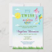 Twins Baby shower Lente Zomer Schattigee Zon vlieg Kaart (Voorkant)