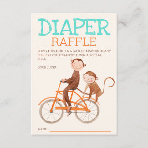 Twins Baby shower Monkey Dubbele Probleem Luier Informatiekaartje
