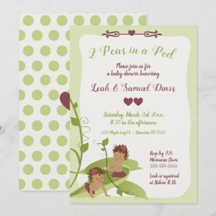 Twins Baby shower of 1st Birthday Invitation Kaart