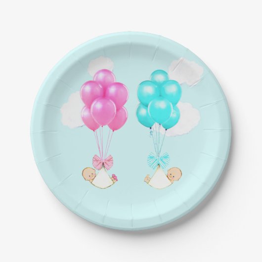 Twins Baby shower Papieren Bordje (Voorkant)