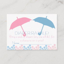 Twins Baby shower Paraplu Luier Raffle Tickets Informatiekaartje