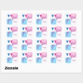 Twins Baby shower Party Meisje Jongen. Vierkante Sticker (Vel)