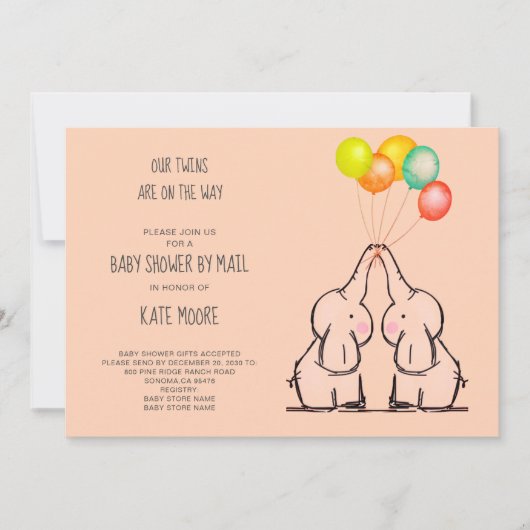 Twins Baby shower per e-mailuitnodiging Kaart (Voorkant)