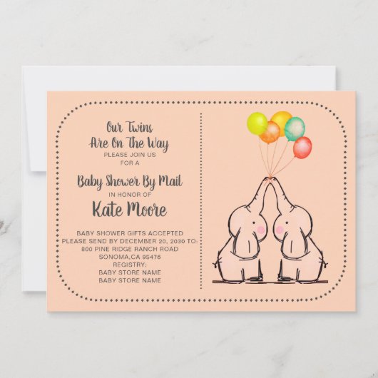 Twins Baby shower per e-mailuitnodiging Kaart (Voorkant)