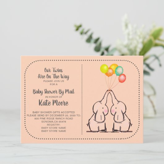 Twins Baby shower per e-mailuitnodiging Kaart (Staand voorkant)