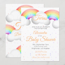 Twins Baby shower Rainbow Clouds Colorful Spots