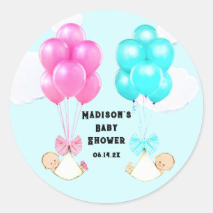 Twins Baby shower Ronde Sticker