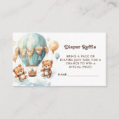 Twins baby shower Schattige Beer Luier Raffle Tick Informatiekaartje (Voorkant)