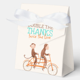 Twins Baby shower Schattige Monkey Double Trouble Bedankdoosjes