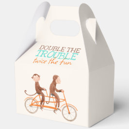 Twins Baby shower Schattige Monkey Double Trouble Bedankdoosjes