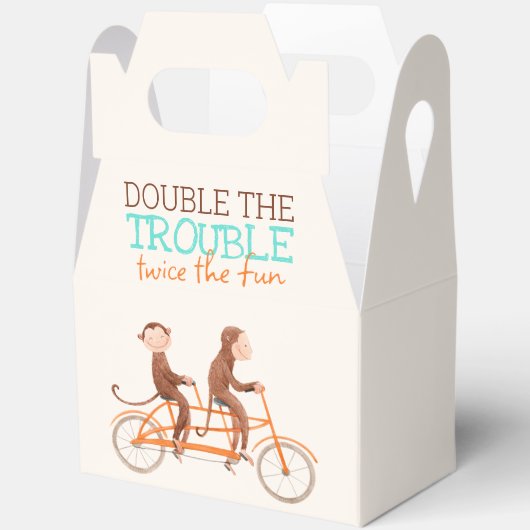 Twins Baby shower Schattige Monkey Double Trouble Bedankdoosjes (Open)