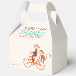 Twins Baby shower Schattige Monkey Double Trouble Bedankdoosjes