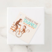 Twins Baby shower Schattige Monkey Double Trouble Bedankjes Labels (In situ)