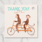 Twins Baby shower Schattige Monkey Double Trouble Bedankjes Labels (Achterkant)