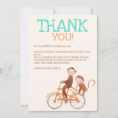 Twins Baby shower Schattige Monkey Double Trouble Bedankkaart (Voorkant)