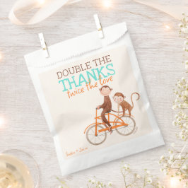 Twins Baby shower Schattige Monkey Double Trouble Bedankzakje