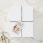 Twins Baby shower Schattige Monkey Double Trouble Cadeaulabel (Met Touw)