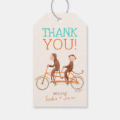 Twins Baby shower Schattige Monkey Double Trouble Cadeaulabel (Achterkant)
