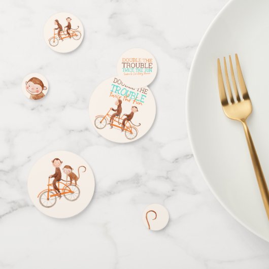 Twins Baby shower Schattige Monkey Double Trouble Confetti (Groep)