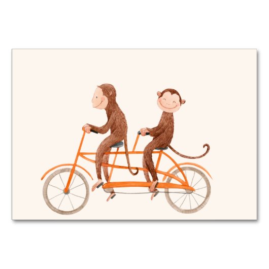 Twins Baby shower Schattige Monkey Double Trouble Kaart (Achterkant)